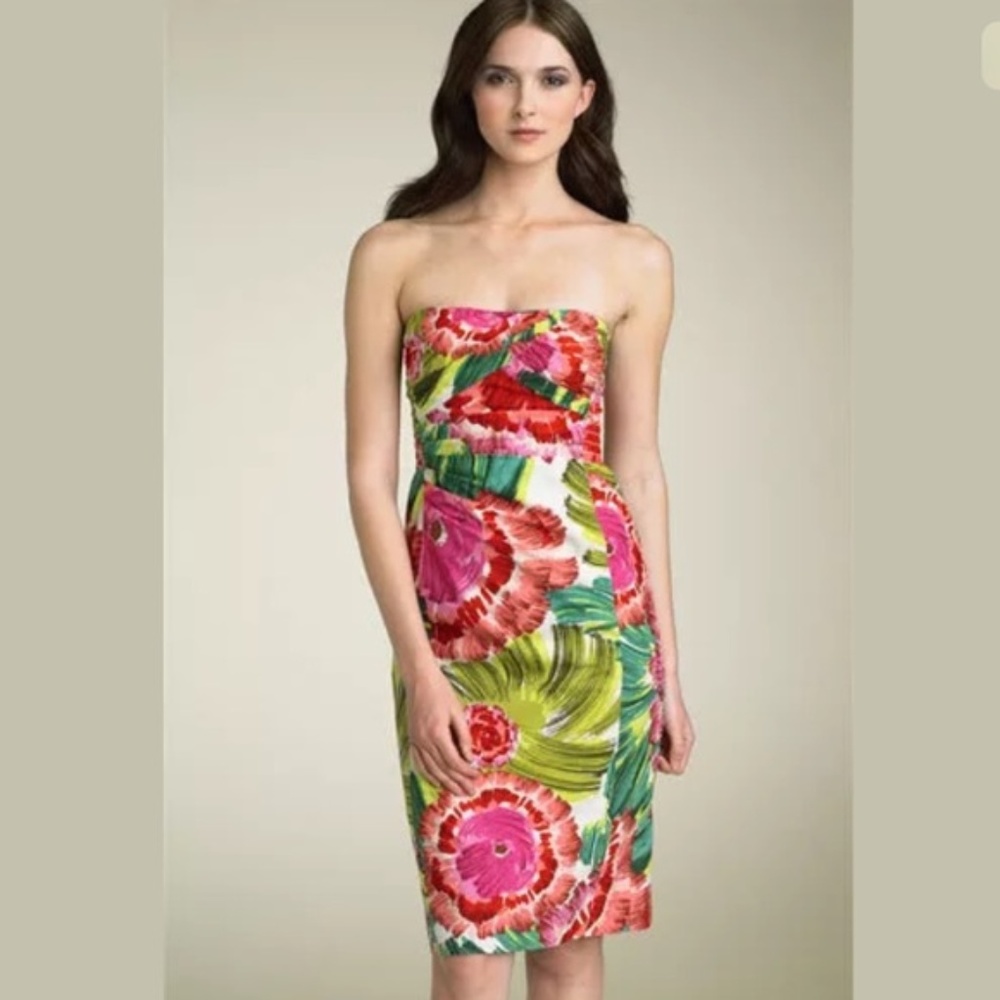 NWOT Nanette Lepore Rose Sheath Strapless Dress
